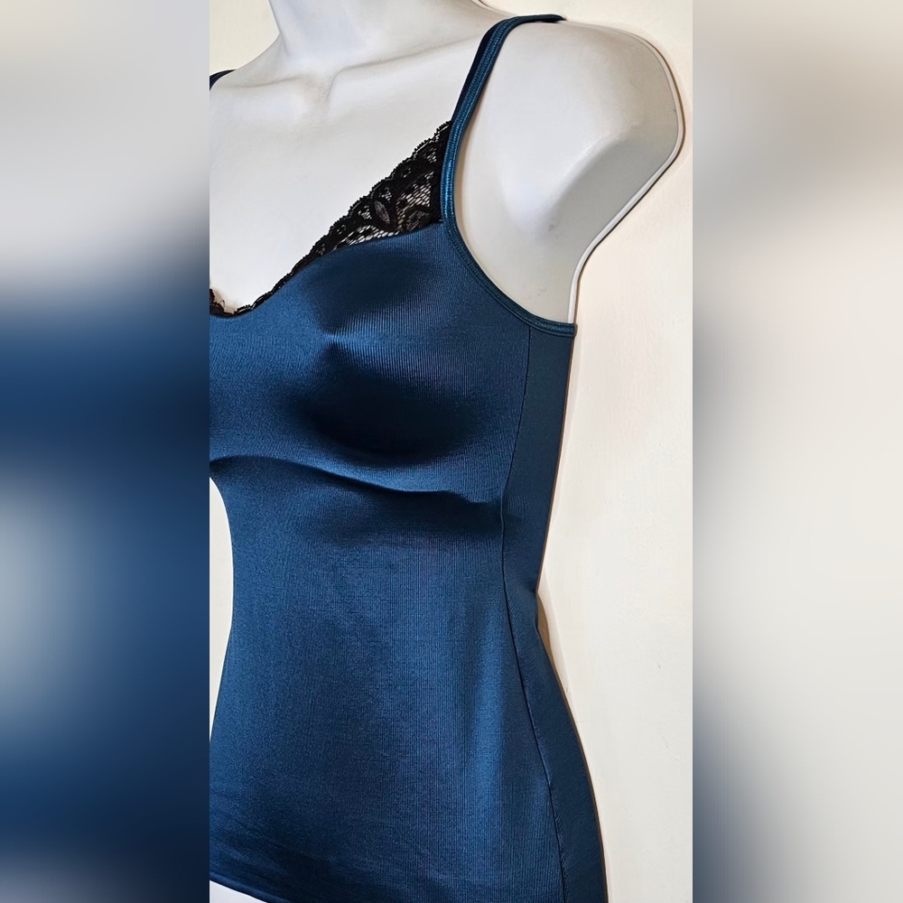 Ruby Ribbon Size 32 Teal Blue Lace Trim Camisole Tank Shaping Cami - Picture 5 of 13